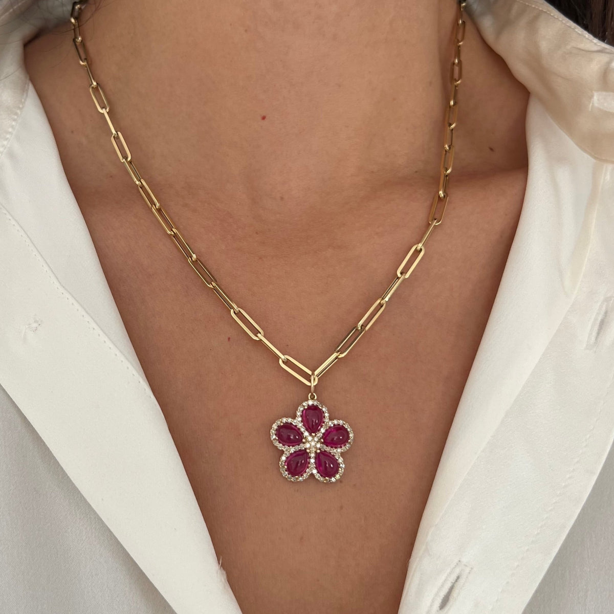 Ruby Flower Pendant