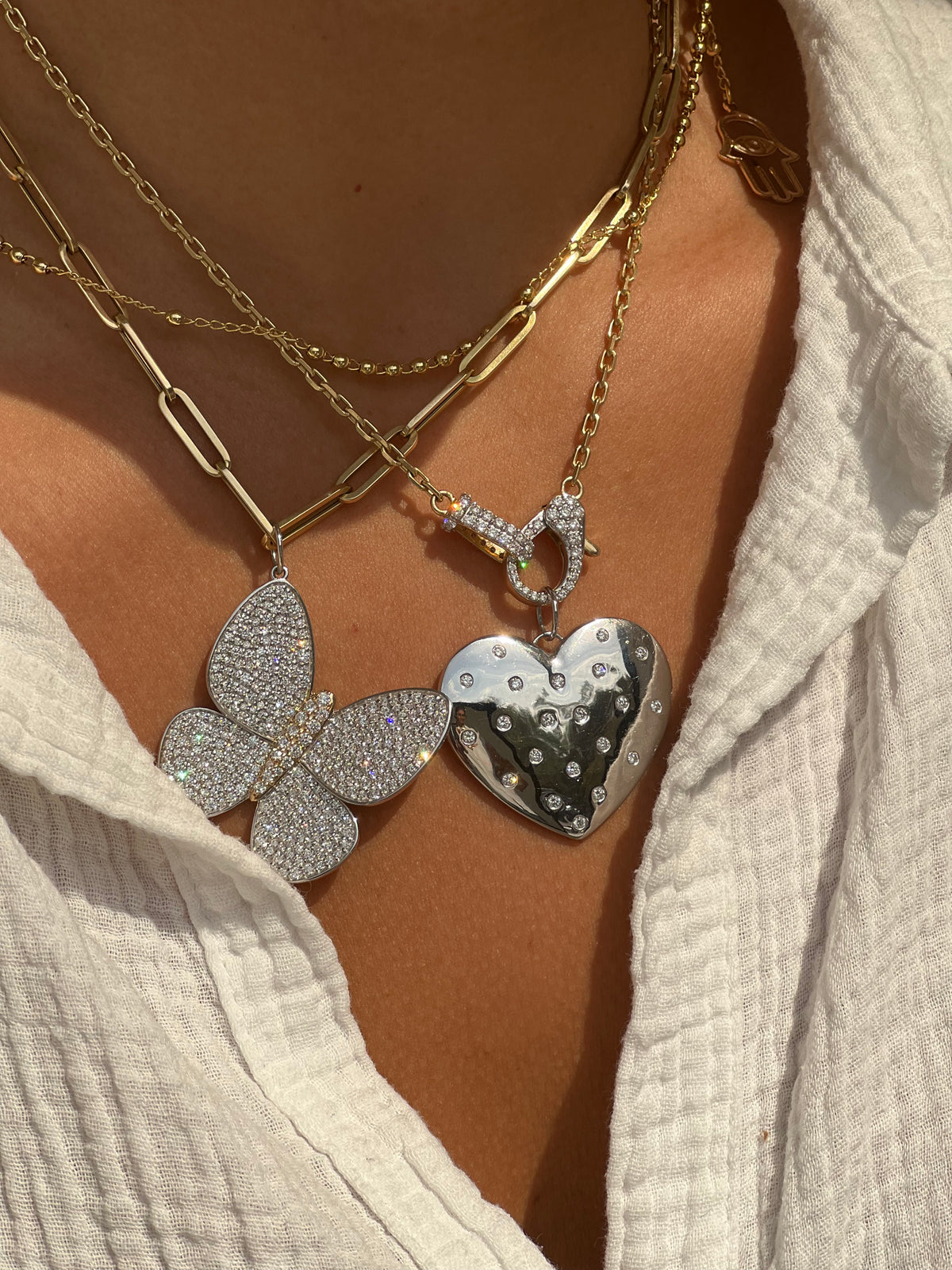 Polished Pavé Heart Pendant