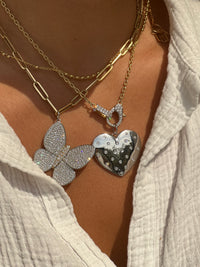 Polished Pavé Heart Pendant