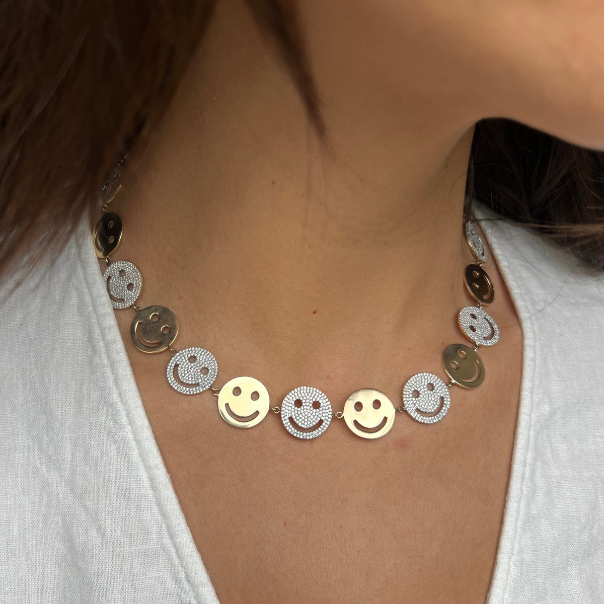 Mixed Happy Face Necklace