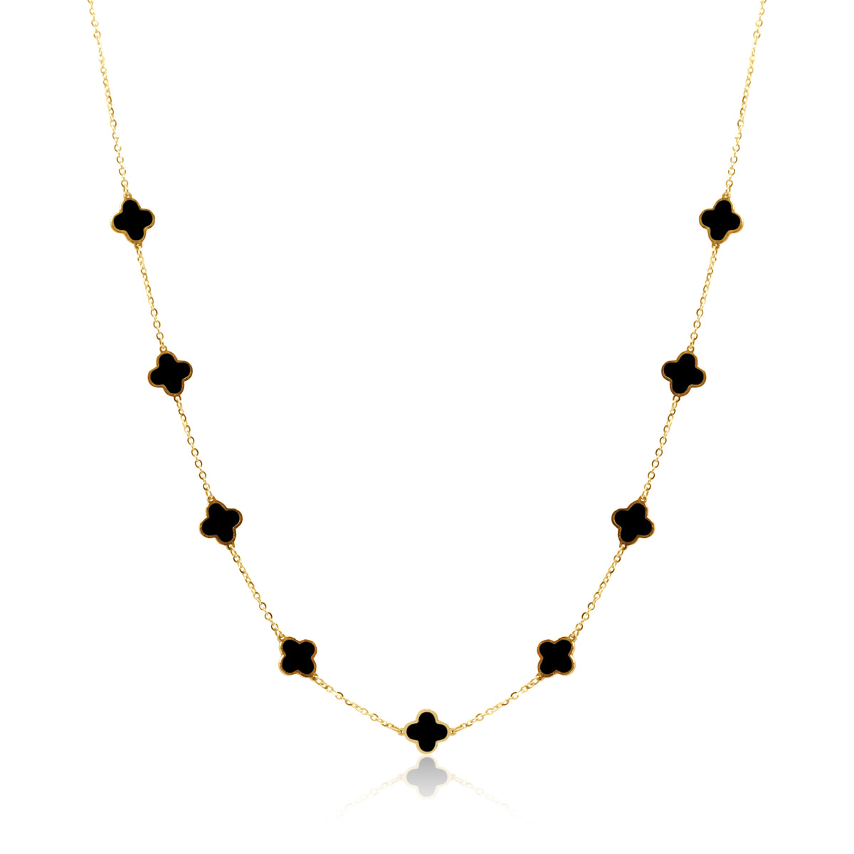 Stone Flower Necklace - Black Onyx