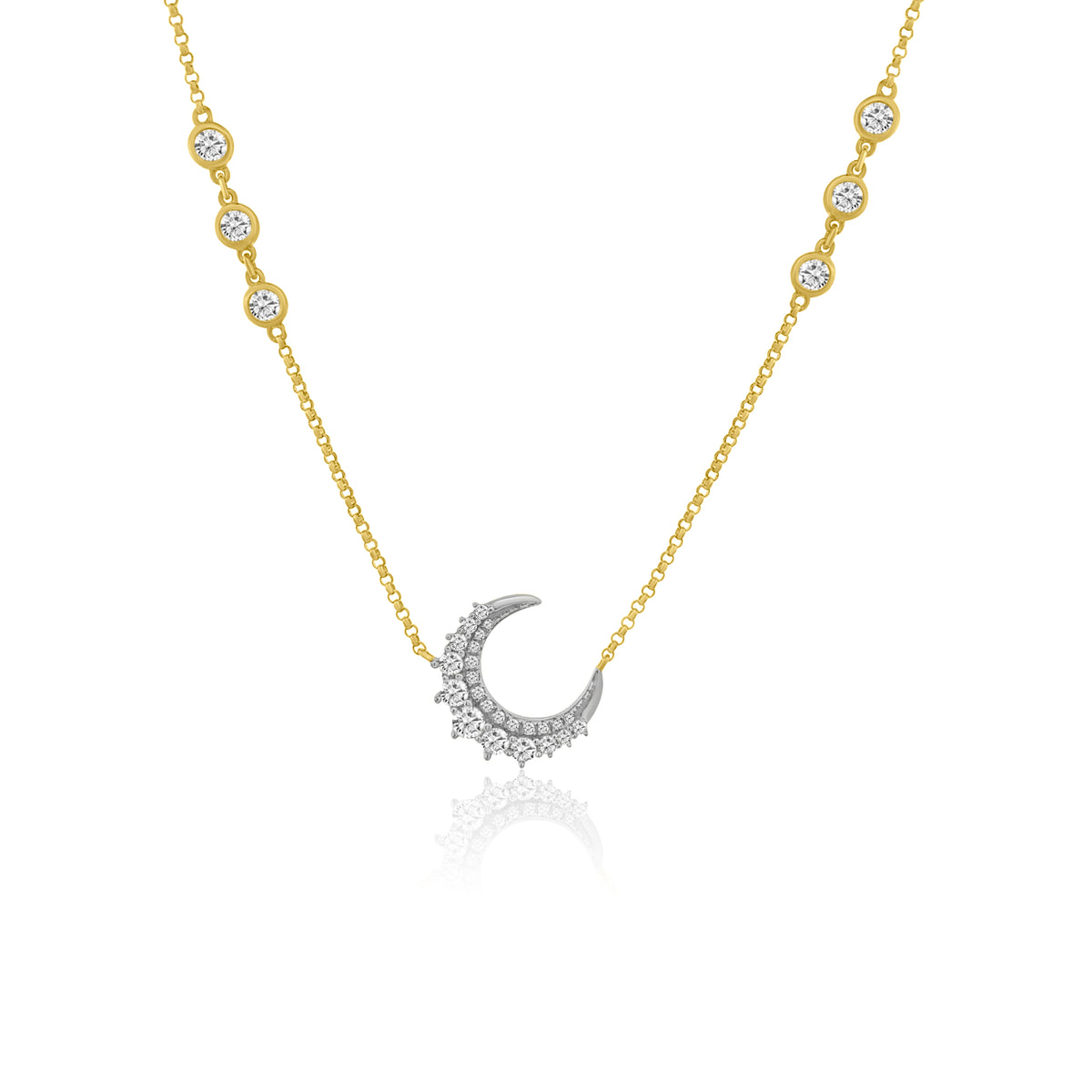 Dainty Diamond Moon Necklace