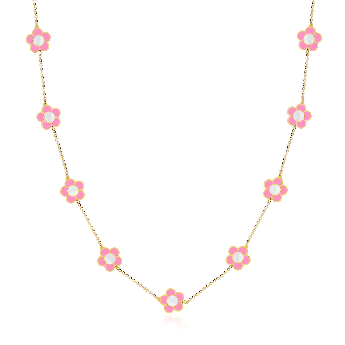 Daisy Flower Necklace - Pink