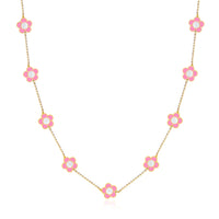 Daisy Flower Necklace - Pink