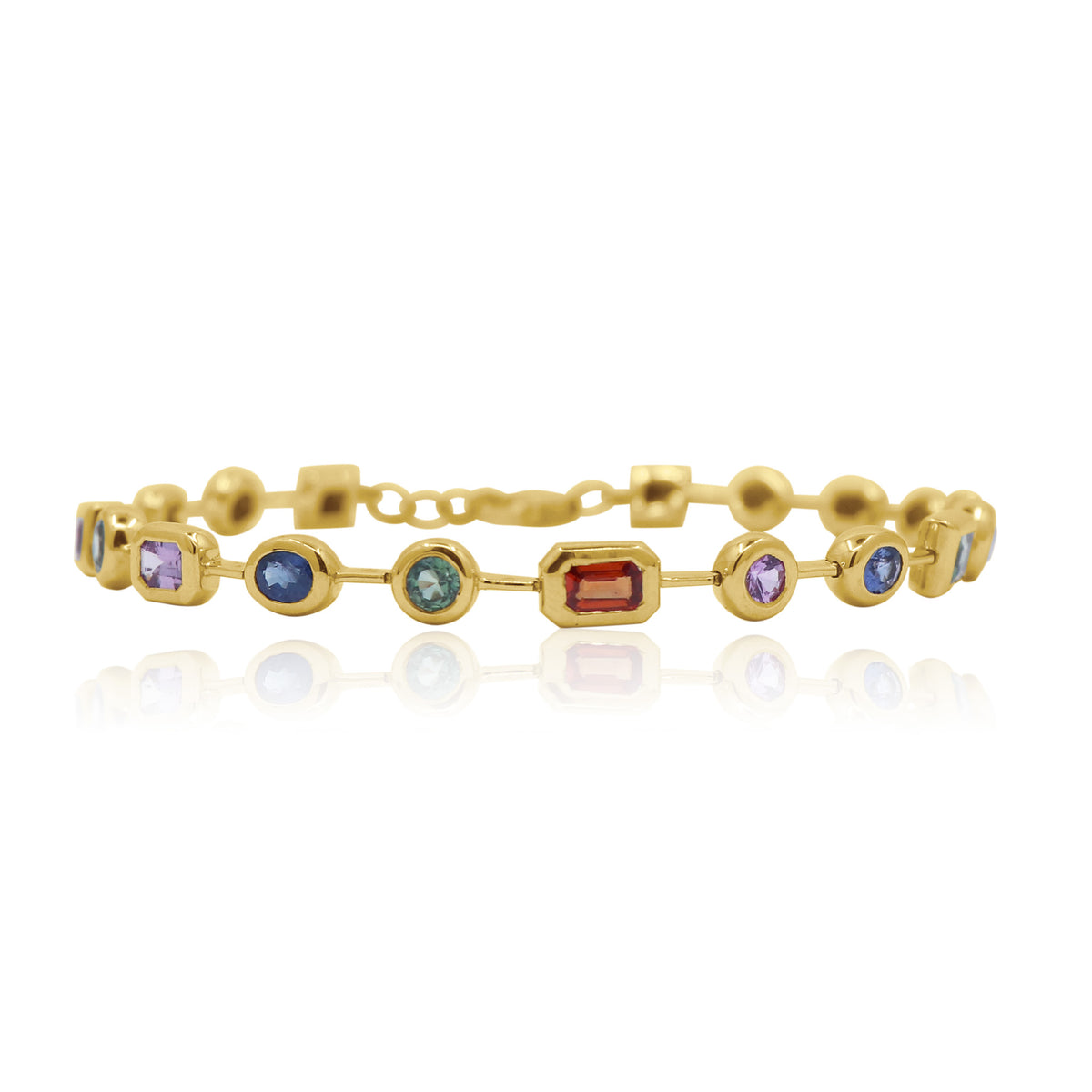 Rainbow Sapphire Bezel Bracelet