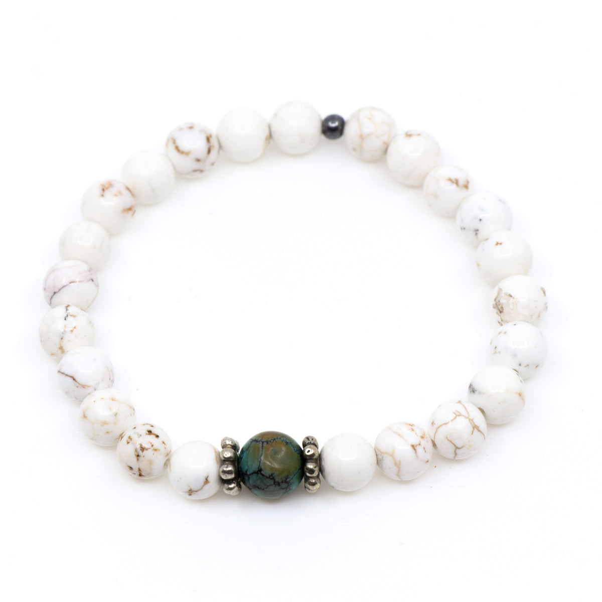 White Turquoise with Natural Turquoise Bead, Men's Bracelets